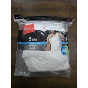 NWTD Hanes M ComfortBlend Tagless 5 Pk Tank Top T shirts Undershirt White 124872